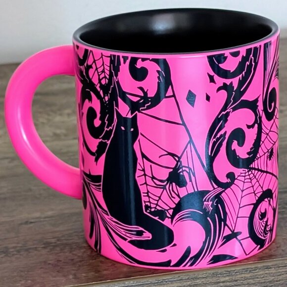 Starbucks 2021 Halloween Neon Pink Black Cat Ceramic Mug NWT-LAST ONE! - Picture 6 of 8